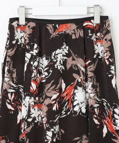 自由区 【洗える】ブラッシュドフラワープリント フレアスカート