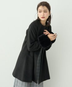 earth music&ecology ファーカフスノーカラーコート