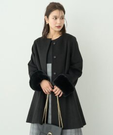 earth music&ecology ファーカフスノーカラーコート