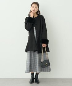 earth music&ecology ファーカフスノーカラーコート