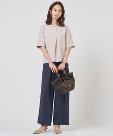 J.PRESS LADIES ペンシル SLUB STRIPE ワイド イージー パンツ