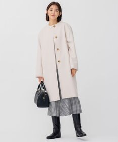 23区 ウールカシミヤビーバー ノーカラー コート