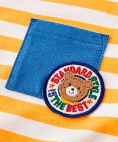 MIKI HOUSE HOT BISCUITS 【80-120cm】 ポケット付き 先染め ボーダー柄 半袖Tシャツ