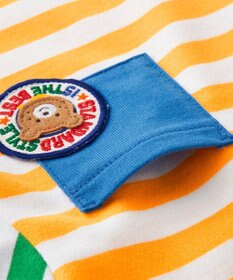 MIKI HOUSE HOT BISCUITS 【80-120cm】 ポケット付き 先染め ボーダー柄 半袖Tシャツ