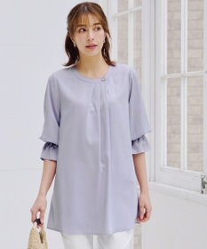 Tiaclasse 【洗える】アシメタックネックチュニックブラウス