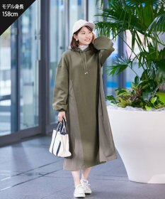 Tiaclasse 【洗える】ダンボール切替パーカーワンピース