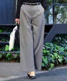 ANY SIS 褒めらレディストレッチ ワイドパンツ グレーシャンブレー