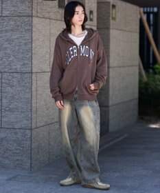 WEGO 【25年秋冬新作/ユニセックス着用ITEM/SMLサイズ展開】グラフィックロゴダブルZIPパーカー