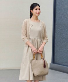 Tiaclasse 【洗える】麻調スクエアネックワンピース