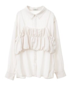 earth music&ecology ＳＥＴ２点起毛ストライプシャツ＋バルーンビスチェ