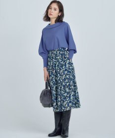 組曲 ニュアージュフラワープリント スカート