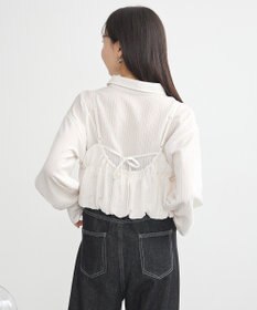 earth music&ecology ＳＥＴ２点起毛ストライプシャツ＋バルーンビスチェ