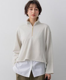 23区 【先行予約】シャイニーコットンテリー ハーフジップ スウェット