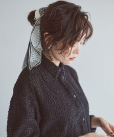 ICB L 【洗える】フェザーエンブロイダリー クロップドシャツ