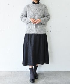 muuc 〈うっとり柔らか上質な極細繊維〉〈キッドモヘア×ウール×アルパカ×シルク〉リーフ模様編み セーター