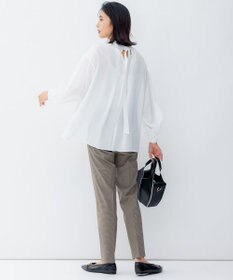 23区 【洗える】チェックストレッチ テーパードパンツ