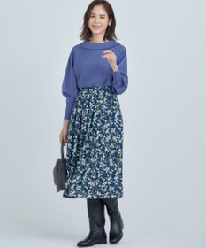 組曲 ニュアージュフラワープリント スカート