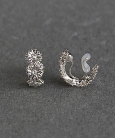 Phoebe 【痛くないシリーズ/金属アレルギー対応】マーガレットフラワーフープライトフィットイヤリング　シルバー