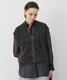 ICB ツイーディーニット ジップアップジレ ブラックミックス