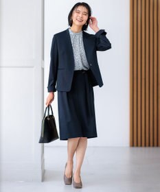 23区 【セットアップ対応/洗える】トリアセジャージー ノーカラージャケット