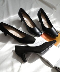 Pointer 日本製 本革低反発スクエアトゥパンプス