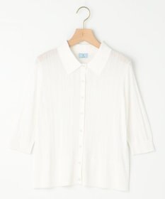 組曲 L 【WEB限定カラーあり】衿付きシアーニットポロ