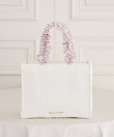 Maison de FLEUR ツイードフリルハンドルスクエアトートバッグ