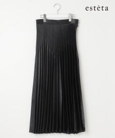 23区 【エステータ】シャイニーサテン プリーツスカート