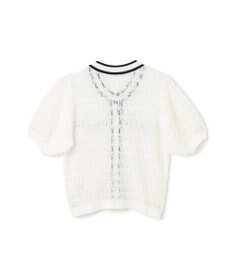 GRACE CONTINENTAL バイカラーシアーニットカーディガン