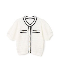 GRACE CONTINENTAL バイカラーシアーニットカーディガン