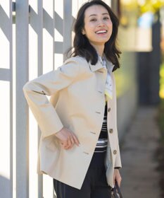 J.PRESS LADIES 【WEB限定カラーあり・撥水】80/2 T/C ツイル ステンカラー ショートコート