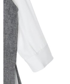 Green Parks ＳＥＴ２点Ｖネックベスト＋７分袖ミディシャツワンピース