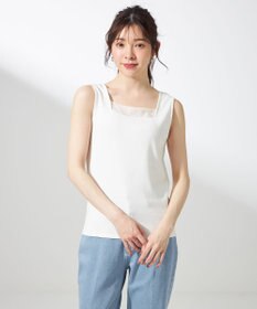 ANY SIS S 【洗える】シアーコンビスクエアネック タンクトップ