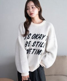 WEGO 【2025年秋冬新作】フラッフィーグラフィックニットBIGプルオーバー