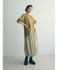 Green Parks ａ．異素材切り替えバルーンワンピース