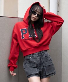 WEGO グラフィックショートプルパーカー