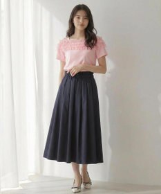 Feroux 【洗える・汗ジミが目立たない】デコルテチュール カットソー