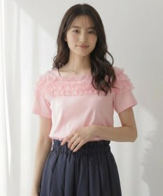 Feroux 【洗える・汗ジミが目立たない】デコルテチュール カットソー