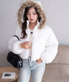 WEGO 【25年秋冬新作/SMサイズ展開】2WAYファーフードショートパファーブルゾン