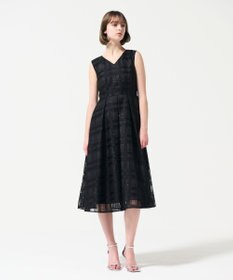 GRACE CONTINENTAL スパンコールチェックドレス