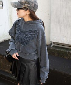 WEGO ヴィンテージウォッシュバタフライショートパーカー