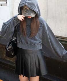 WEGO ヴィンテージウォッシュバタフライショートパーカー