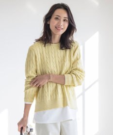 J.PRESS LADIES L 【洗える】GIZA MERCERIZE COTTON ケーブル ニット