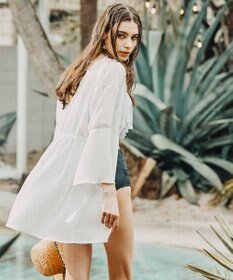 San-ai Resort（三愛水着楽園） 楊柳×レース　羽織り　F【San-ai Resort（サンアイリゾート）】