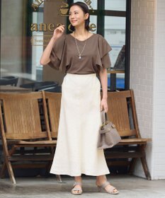 自由区 【XSサイズ~/洗える】ドレーピーポンチラッフルスリーブ カットソー