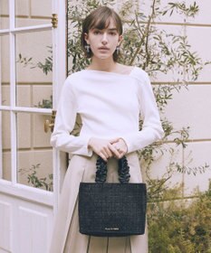 Maison de FLEUR ツイードフリルハンドルスクエアトートバッグ