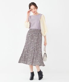 ANY SIS 【洗える】異素材コンビネジリパフ袖 プルオーバー