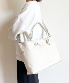 Hekhèr Le Style de Vie 【日本製 / A4サイズ対応/2WAY】コットンキャンバス×シュリンクレザー ノットトートバッグ large