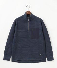 JOSEPH ABBOUD MOUNTAIN 【軽さ/ストレッチ】ホールガーメント3Dニット トスタンドZIPプルオーバー ネイビー系