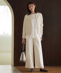 J.PRESS LADIES 【洗える】20チノストレッチ ワイドパンツ